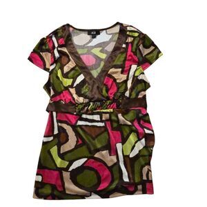 AGB baby Doll Top Size Large Tie Back Satin Hippie Funky 70's Inspired Retro